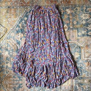 Free People Purple and Blue A-line Maxi Skirt